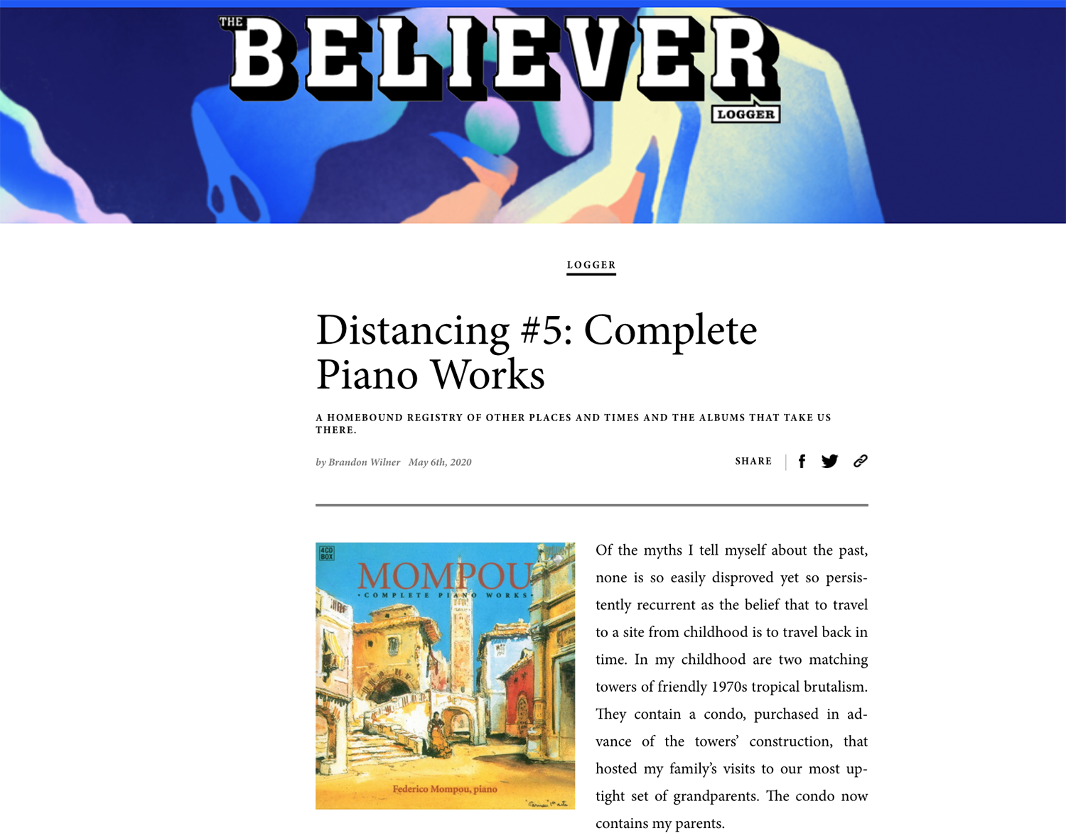 The Believer, Federico Mompou's Complete Piano Works