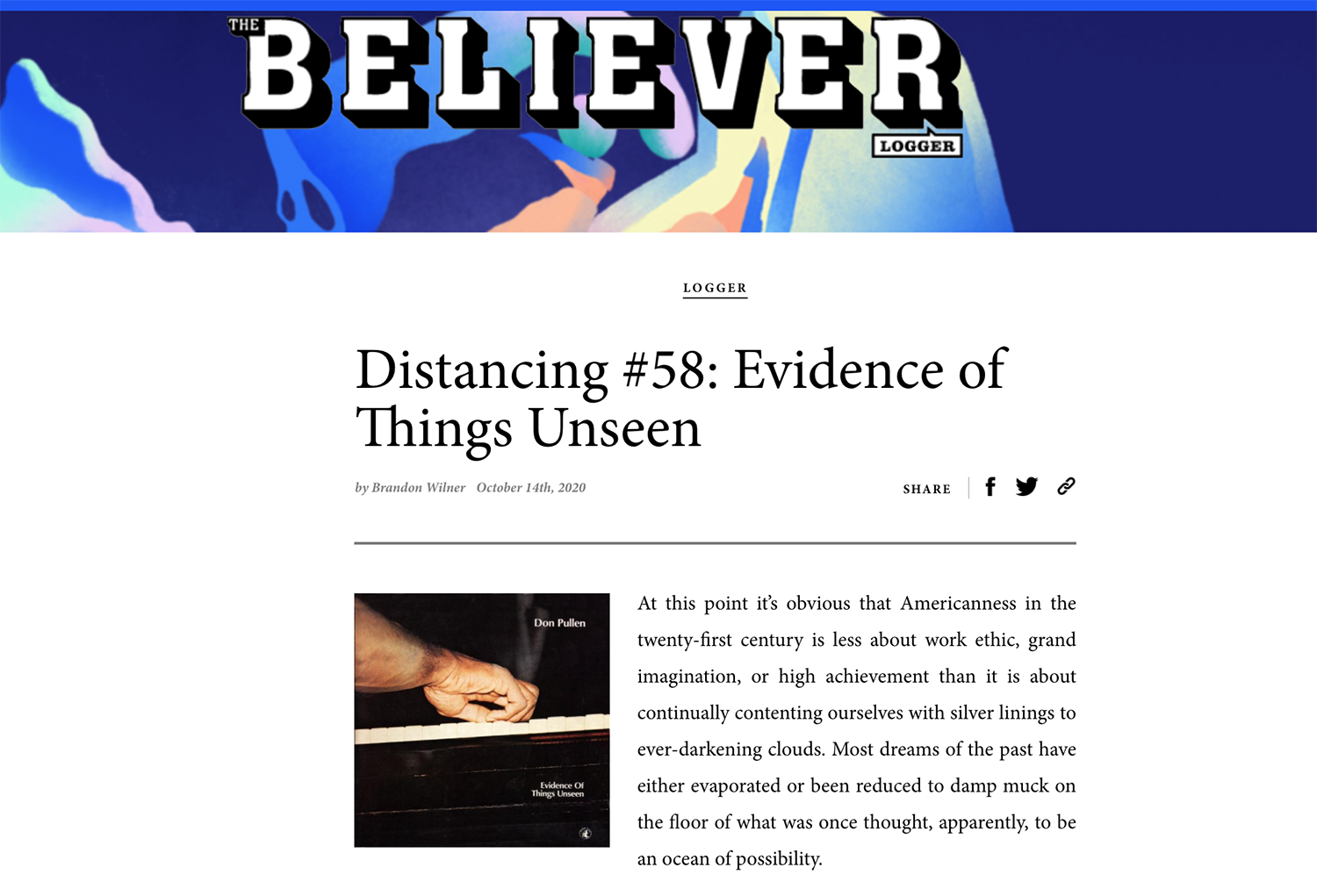 The Believer, Don Pullen's Evidence of Things Unseen